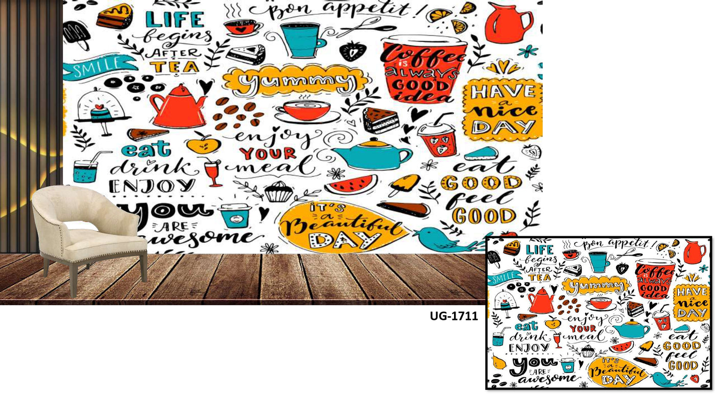 Cafe wall art wallpaper