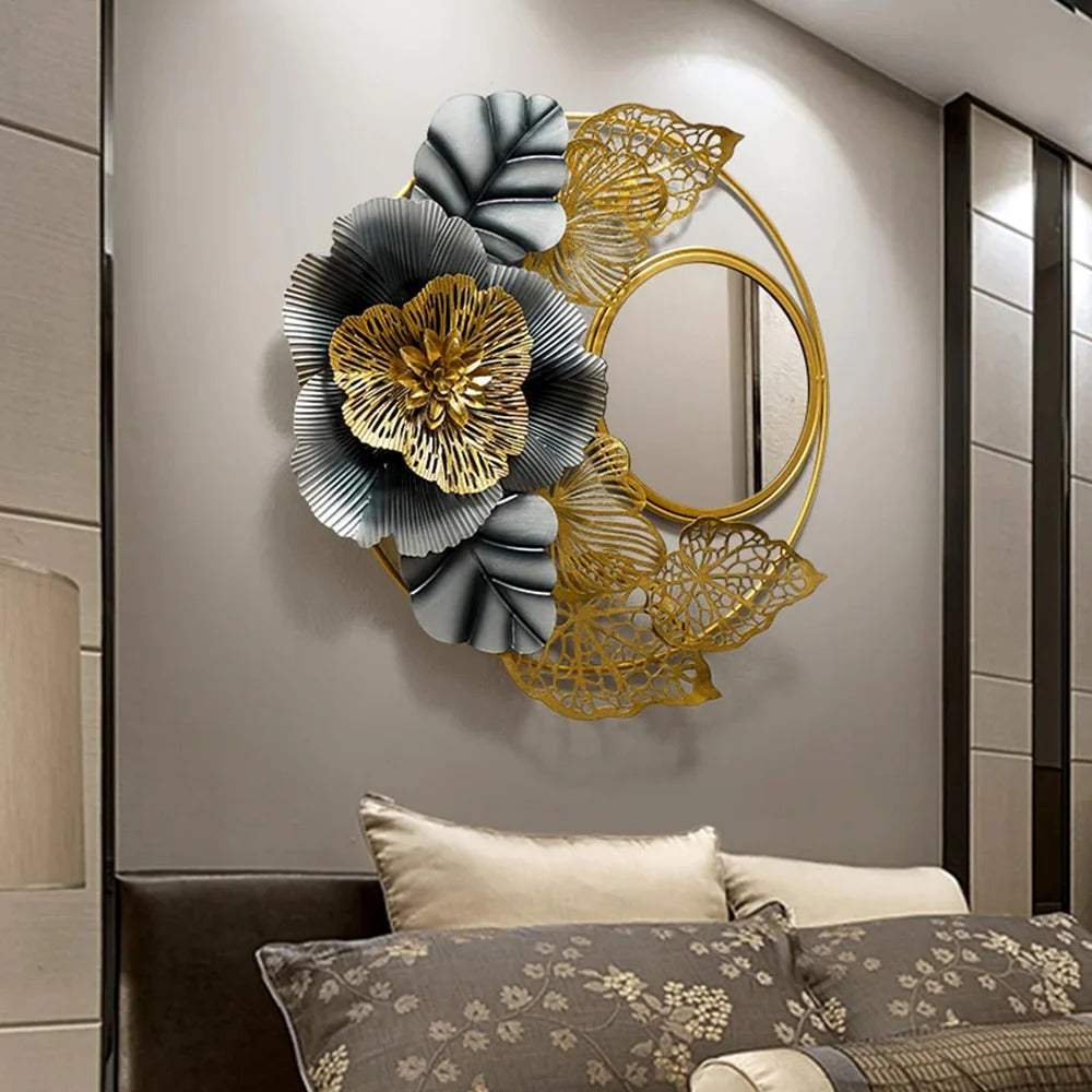Floral Flower Petals Circle Mirror