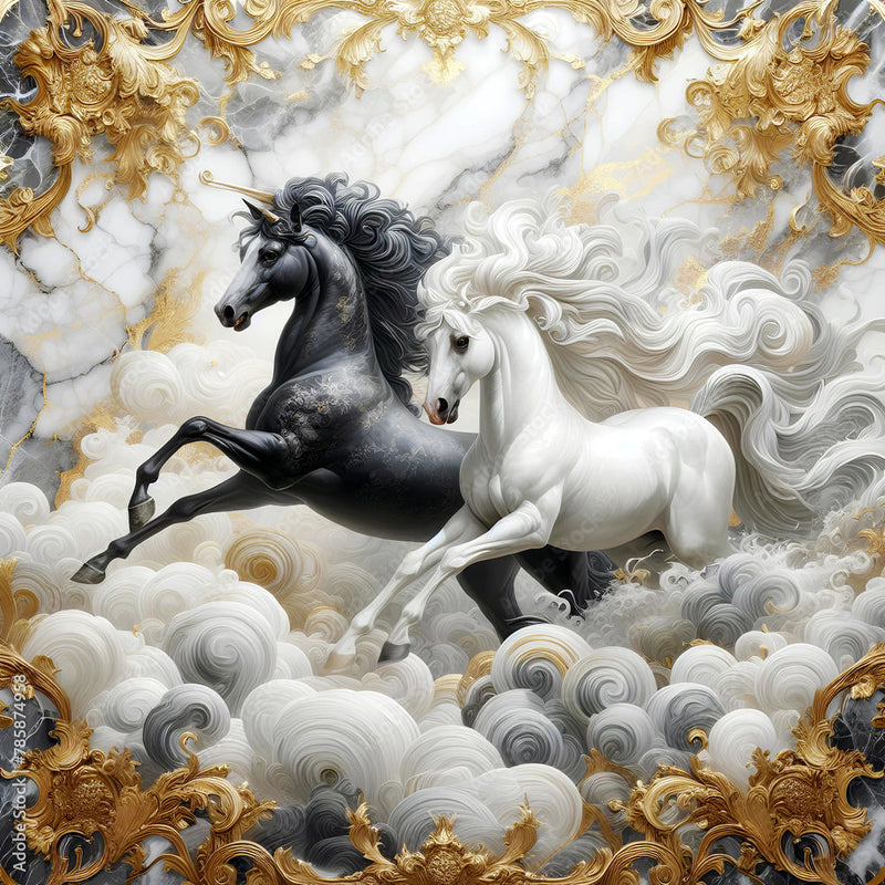 White And Black Horse Wallpaper