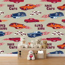 Racing car seamless kids wallpaper for wall