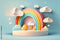 3D Sky cloud rainbow kid wallpaper design for wall