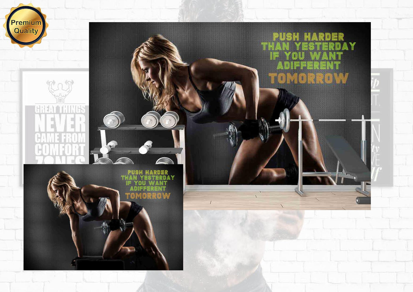 Push Harder Quote Gym Wallpaper