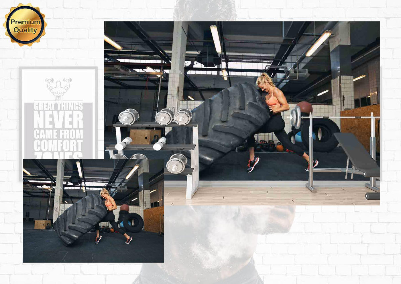 Woman Lifting Tyre Gym Wallpaper
