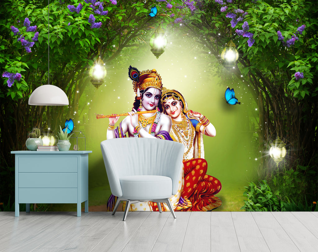 Radha Krishna Customised Wallpaper – Myindianthings