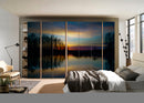 Trees Near Lake Painting Self Adhesive Sticker For Wardrobe