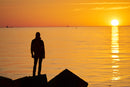 Man In Sunset Ocean Painting Self Adhesive Sticker For Wardrobe