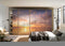 Sunset with Yellow Rays Painting Self Adhesive Sticker For Wardrobe