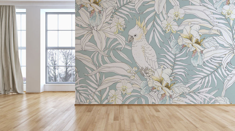 White Bird Tropical Seemless Wallpaper