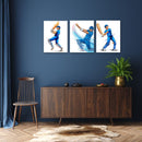 Cricket Batsman Wall Art, Set Of 3