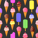Ice Creams On Gray Art Self Adhesive Sticker For Refrigerator