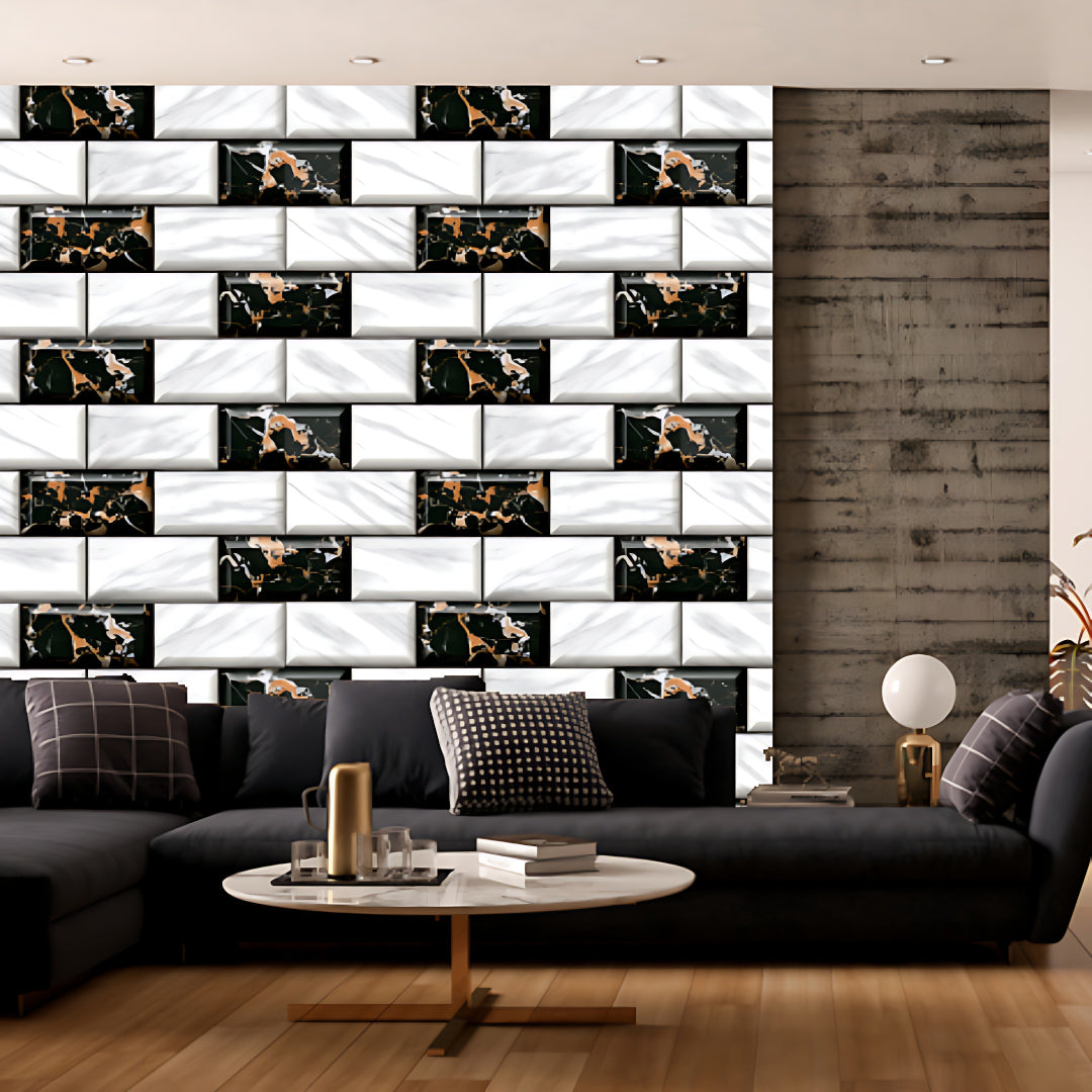 Black marble tiles Customised Wallpaper