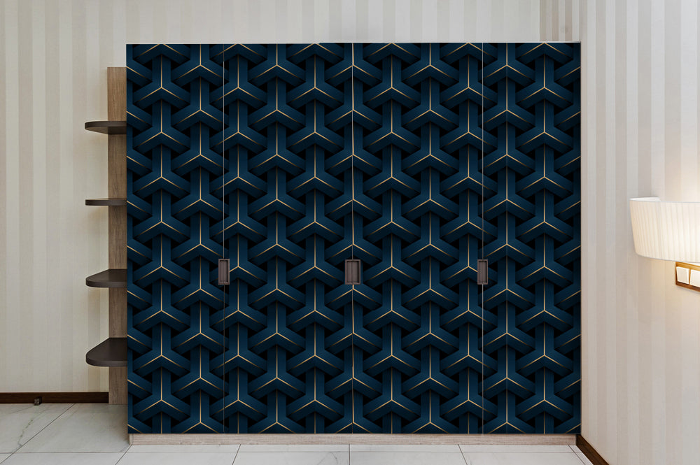 Blue 3D Knot Pattern Self Adhesive Sticker For Wardrobe