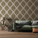 Adhya Gold Damask Wallpaper