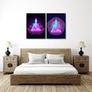 Neon Pink And Blue Buddha, Set Of 2