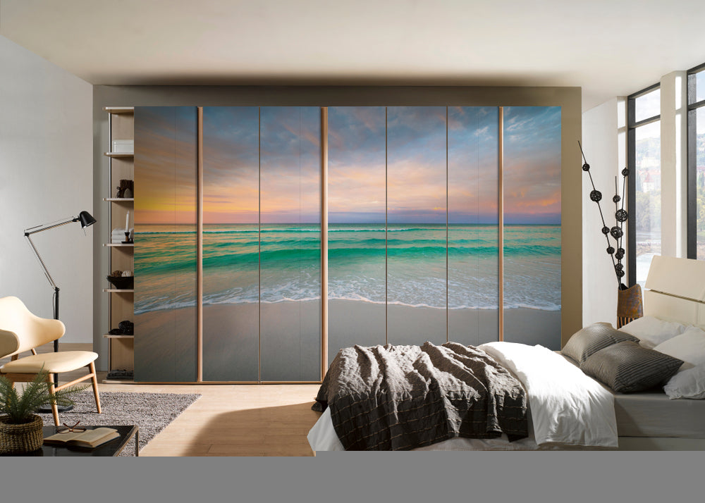Green Ocean Land Painting Self Adhesive Sticker For Wardrobe