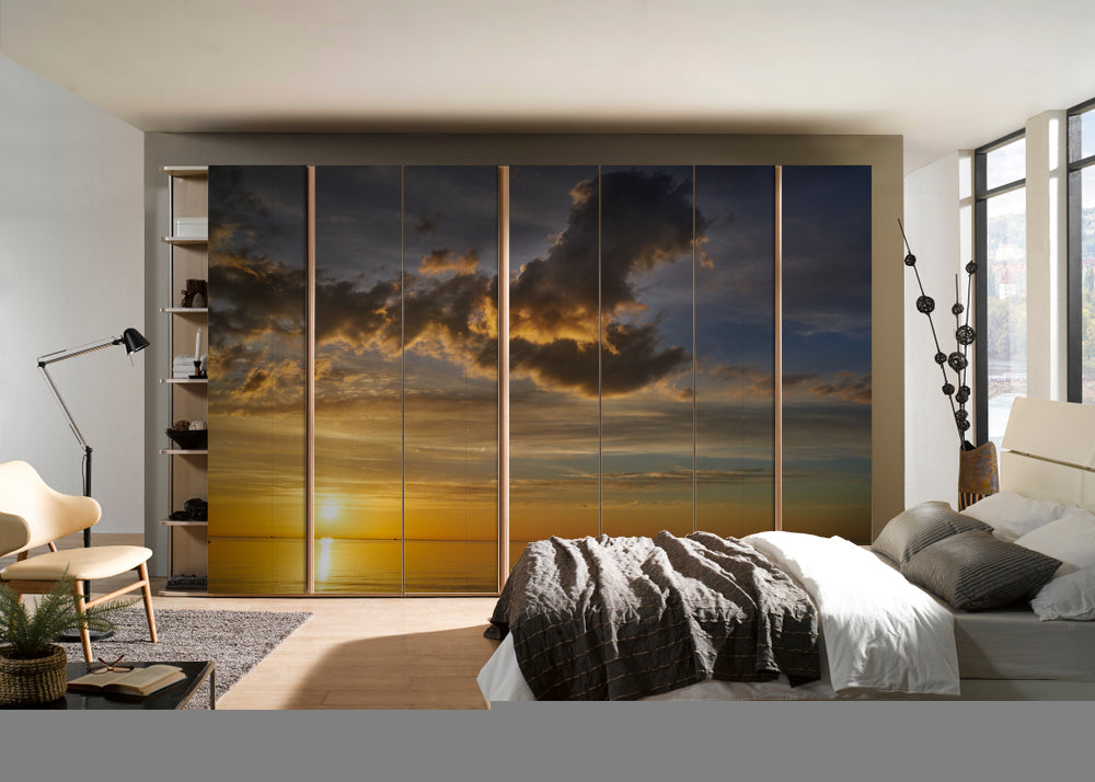 Sunset In Clouds Self Adhesive Sticker For Wardrobe