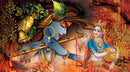 Golden Painting Of Kahna With Radha Wallpaper