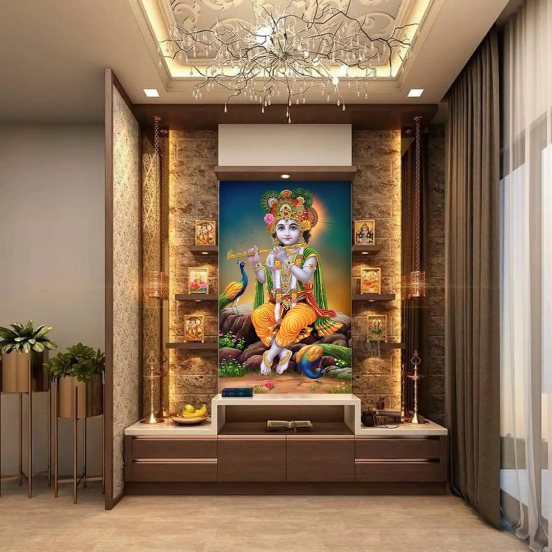 Baal Gopal Peacock Wallpaper