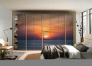 Sunset Orange rays Painting Self Adhesive Sticker For Wardrobe