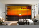 Beautiful Sunset In Orange Shade Self Adhesive Sticker For Wardrobe