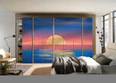 Sunset In Ocean Painting Self Adhesive Sticker For Wardrobe