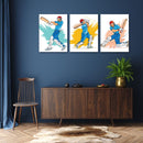 Cricket Batsman Wall Art, Set Of 3