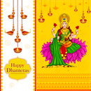 Laxmi Painting Green Saree Self Adhesive Sticker Poster