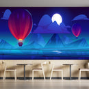 Summer Landscape With Flying Hot Air Balloon