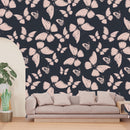 Pink Butterfly Black Wallpaper