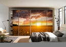 Sunset In Farm Self Adhesive Sticker For Wardrobe