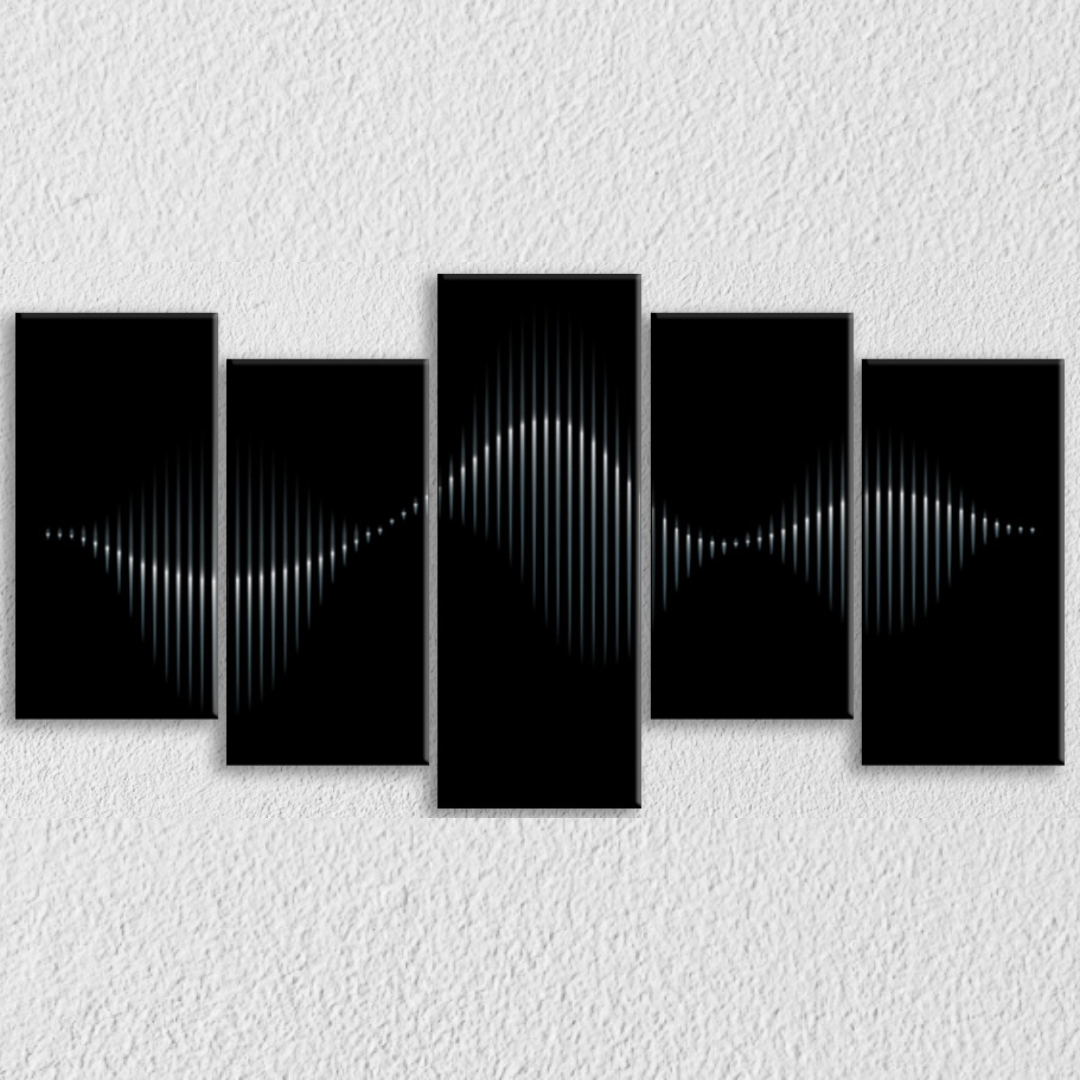Musical Vibrations On Black Wall Art, Set Of 5