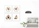 Cute Bird Home Art, Set Of 4