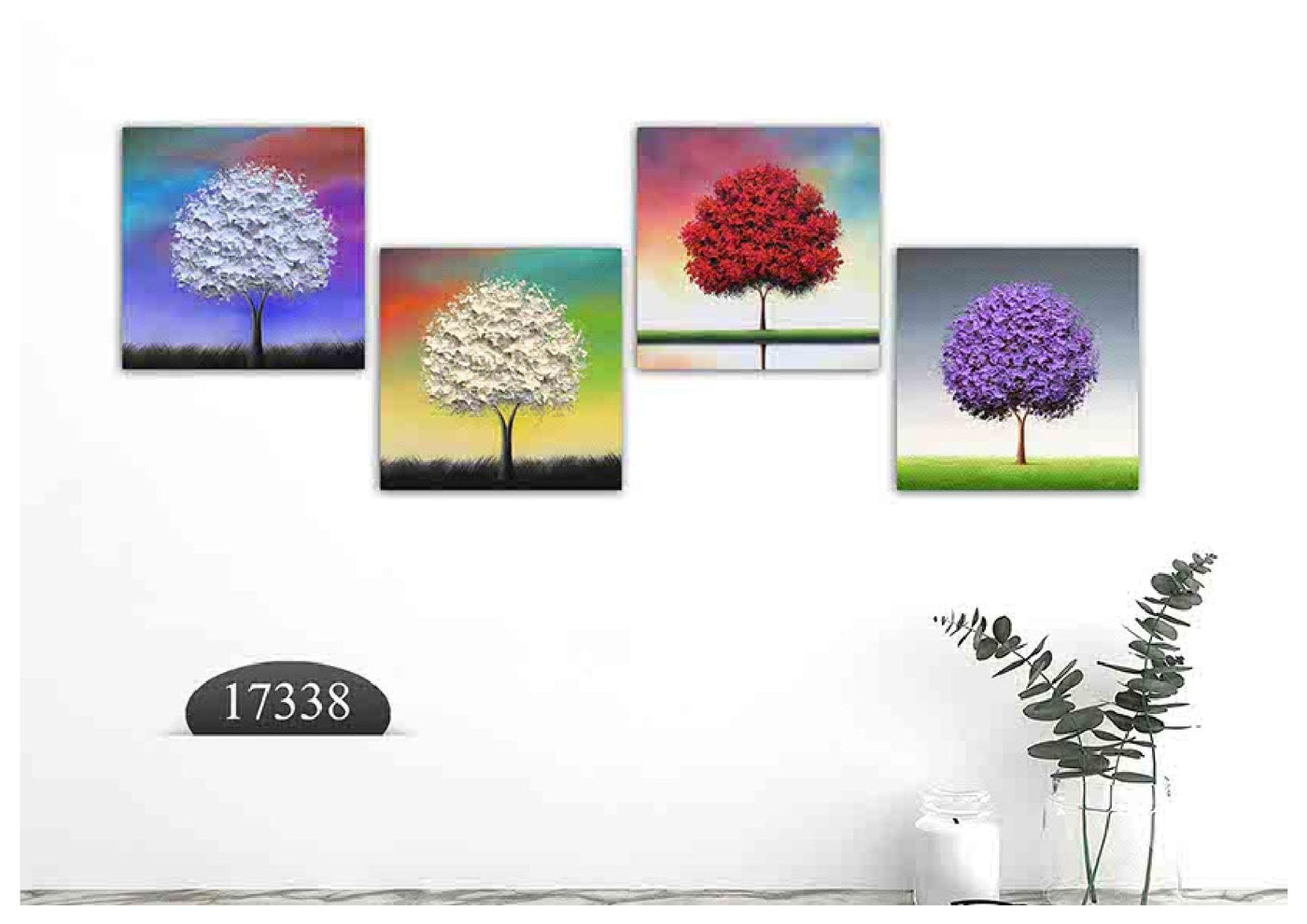 Colorful Tree Art, Set Of 4
