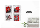 Rustic Red Flower Art, Set Of 4