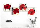 Red Flower Pink Canvas, Set Of 4