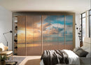 Shaded Clouds In Beach Self Adhesive Sticker For Wardrobe
