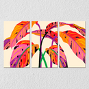 Multicolour Leaf Wall Art, Set Of 3