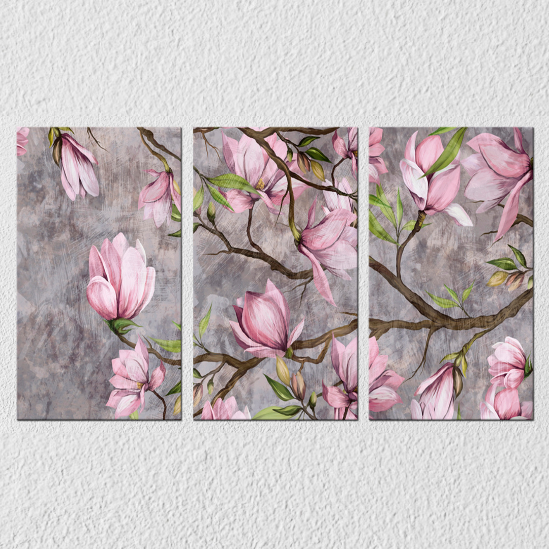 Flower On Branches Wall Art, Set Of 3