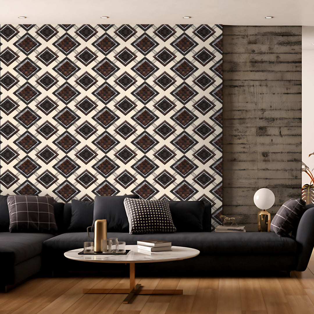 Abstract Brown tiles Customised Wallpaper