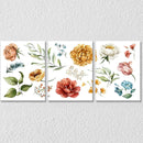 Red yellow flowers Set of 3