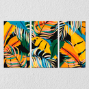 Abstract Bright Leaf Wall Art, Set Of 3