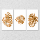Brown Monstera Leaf Wall Art, Set Of 3