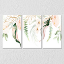 Pastel Flower And Leaf Wall Art, Set Of 3