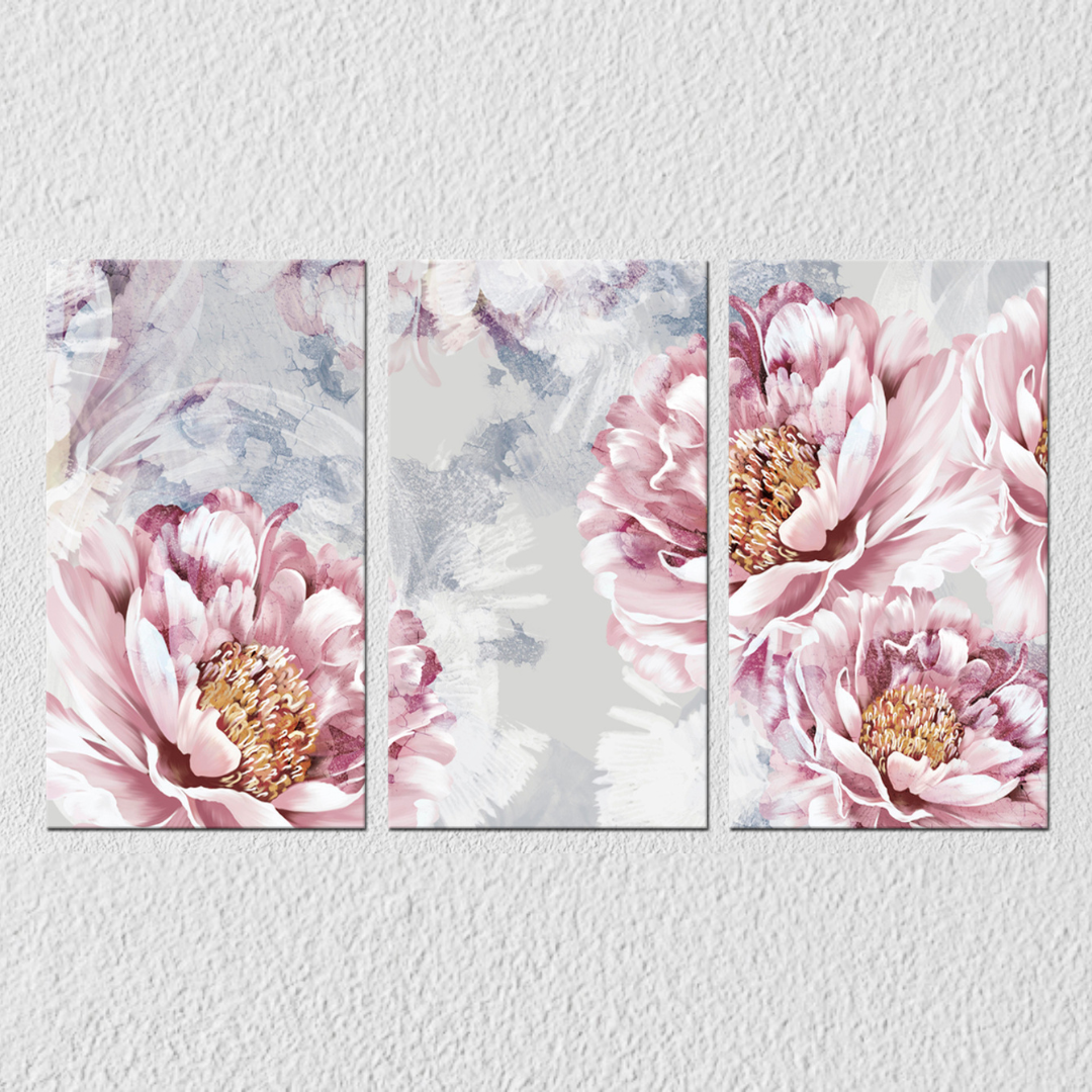 Big Watercolour Flower Wall Art, Set Of 3