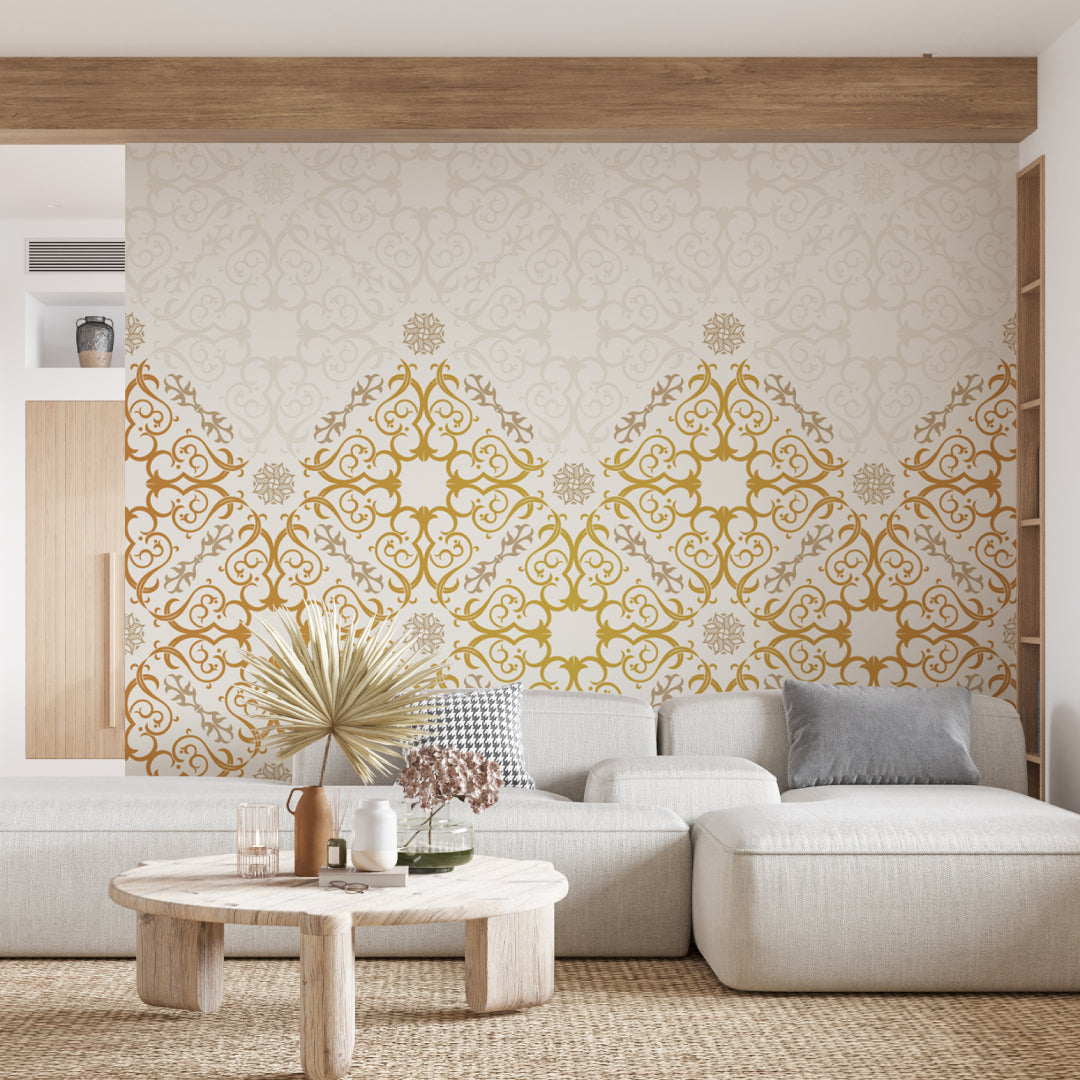 Yellow Desing White Wallpaper