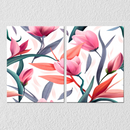 Pink Flower On White Wall Art, Set Of 2