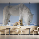 White Horse With Dog Wallpaper