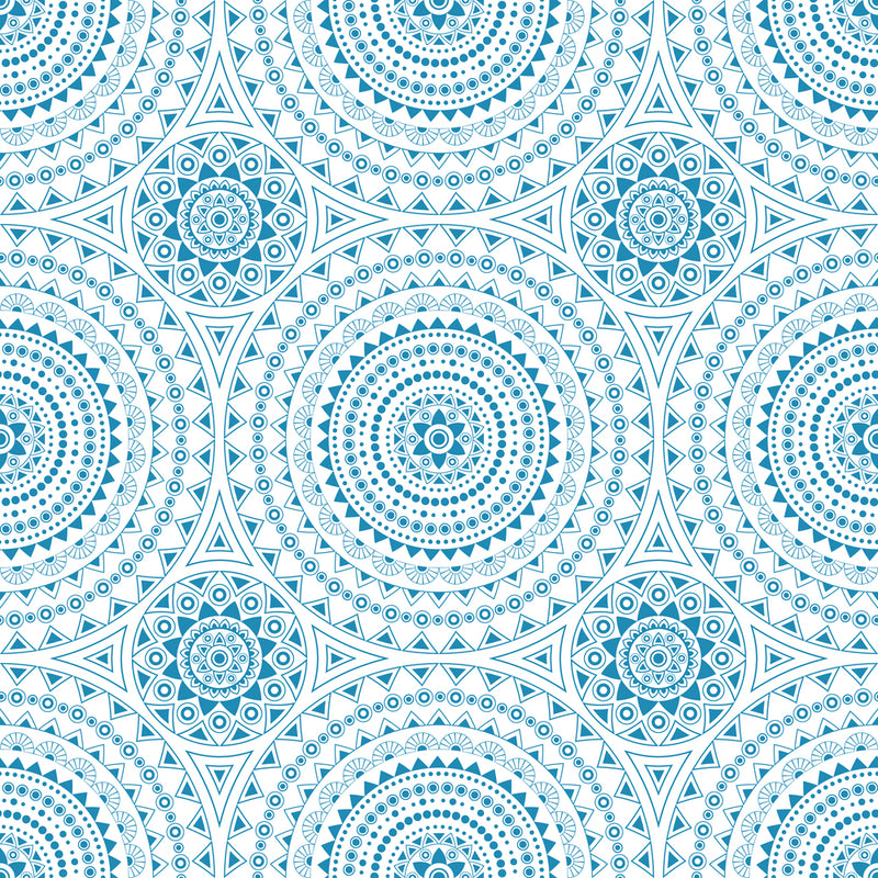 Blue Round Mandala Art Self Adhesive Sticker For Table