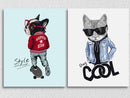 Stay Cool Cat Art, Set Of 2
