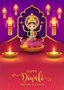Laxmi In Lotus Self Adhesive Sticker Poster